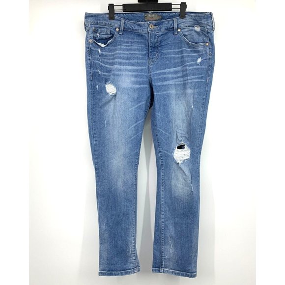 Torrid Jeans Boyfriend Straight Stretch Blue Distressed - Picture 4 of 13